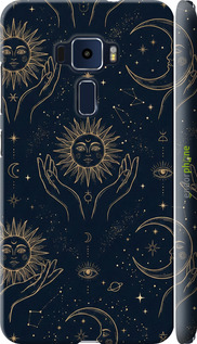 3D пластиковый матовый чехол Celestial Harmony: Sun & Moon Gold Mystic Pattern для Asus Zenfone 3 ZE552KL - 6778m-448 изображение 