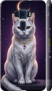 3D пластиковый матовый чехол Mystic White Cat Gothic Dark Purple Gold для Asus Zenfone 3 ZE552KL - 6805m-448 изображение 