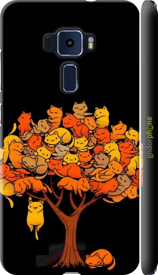 3D пластиковый матовый чехол Дерево и котики для Asus Zenfone 3 ZE552KL - 6516m-448 изображение 