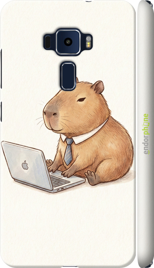 3D пластиковий матовий чехол Funny Capybara CEO Working для Asus Zenfone 3 ZE552KL - 6777m-448 изображение 