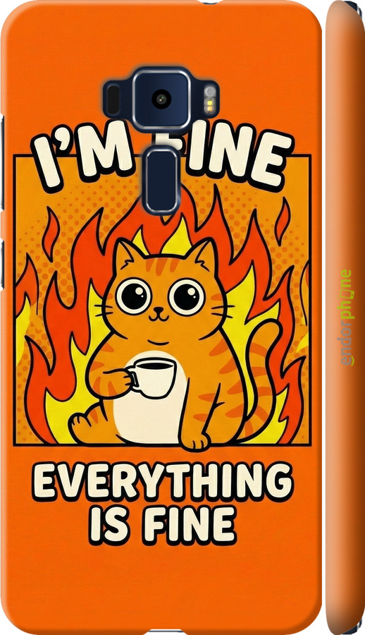 3D пластиковый матовый чехол Funny Cat для Asus Zenfone 3 ZE552KL - 6786m-448 изображение 