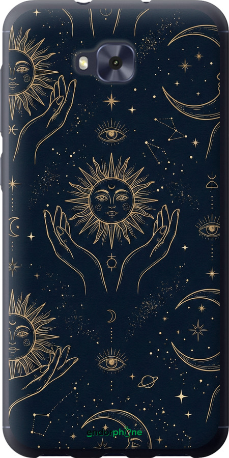 Силіконовий чехол Celestial Harmony: Sun & Moon Gold Mystic Pattern для Asus ZENFONE 4 SELFIE / ZD553KL - 6778u-1241 изображение 