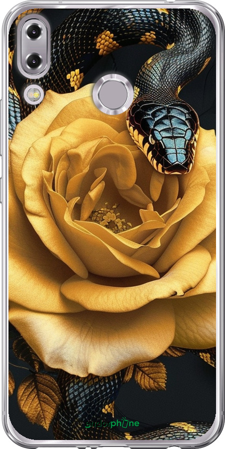 

Силіконовий чохол "Black snake and golden rose" для Asus Zenfone 5 ZE620KL, Жовтий