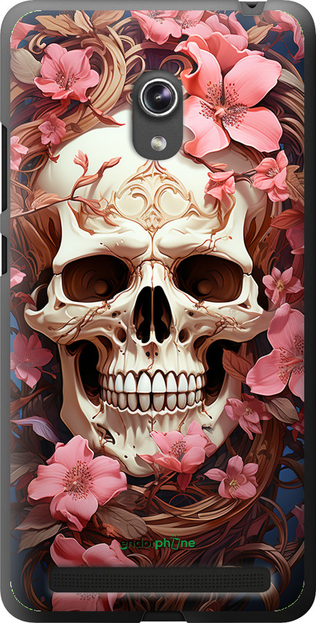 Силиконовый чехол Череп в розовых цветах для Asus ZenFone 6 A600CG - 5965u-143 изображение 