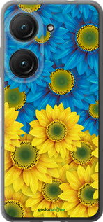 Силиконовый чехол Жёлто-голубые цветы для Asus Zenfone 9 - 1048u-2842 изображение 