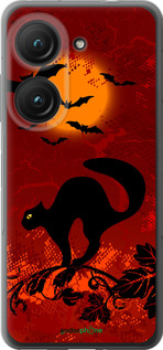 Силиконовый чехол Чёрная кошка под луной для Asus Zenfone 9 - 1190u-2842 изображение 