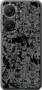 Силиконовый чехол Чёрно-серый стикер бомбинг для Asus Zenfone 9 - 2432u-2842 изображение 