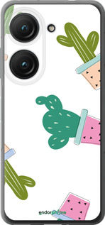 Силиконовый чехол Кактусы в горшочках для Asus Zenfone 9 - 3968u-2842 изображение 