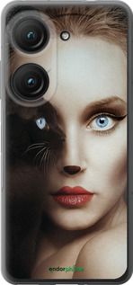 Силиконовый чехол Взгляд женщины и кошки для Asus Zenfone 9 - 4041u-2842 изображение 