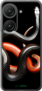 Силиконовый чехол Красно-черная змея на черном фоне для Asus Zenfone 9 - 4063u-2842 изображение 