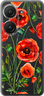 Силиконовый чехол Нарисованные маки для Asus Zenfone 9 - 4278u-2842 изображение 