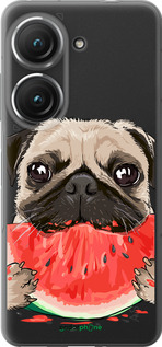 Силиконовый чехол Мопс и арбуз для Asus Zenfone 9 - 4665u-2842 изображение 