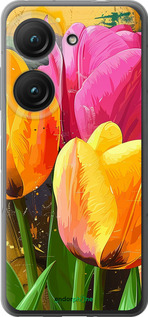 Силиконовый чехол Нарисованные тюльпаны для Asus Zenfone 9 - 5990u-2842 изображение 