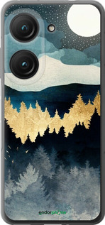 Силиконовый чехол Ночной пейзаж с лесом и горами для Asus Zenfone 9 - 6493u-2842 изображение 