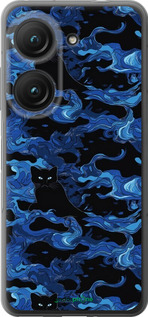 Силіконовий чехол Візерунок чорних котів на блакитному фоні для Asus Zenfone 9 - 6525u-2842 изображение 