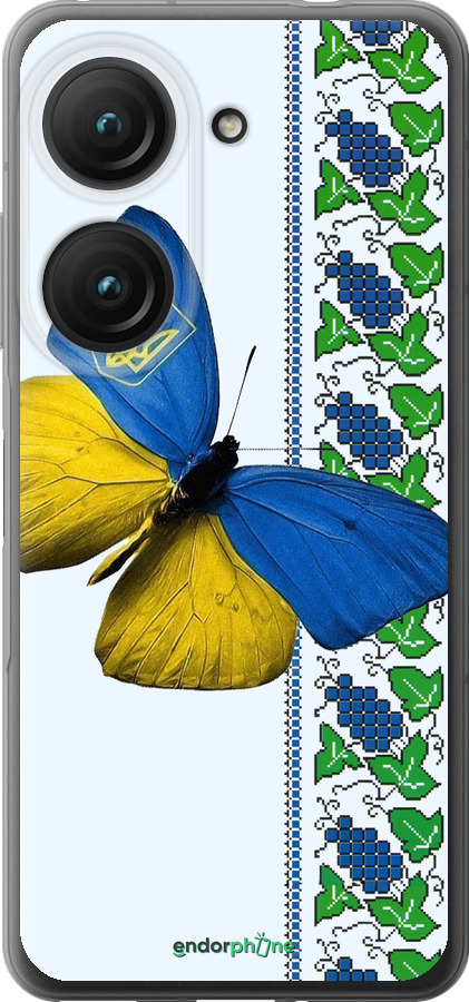 Силиконовый чехол Желто-голубая бабочка для Asus Zenfone 9 - 1054u-2842 изображение 