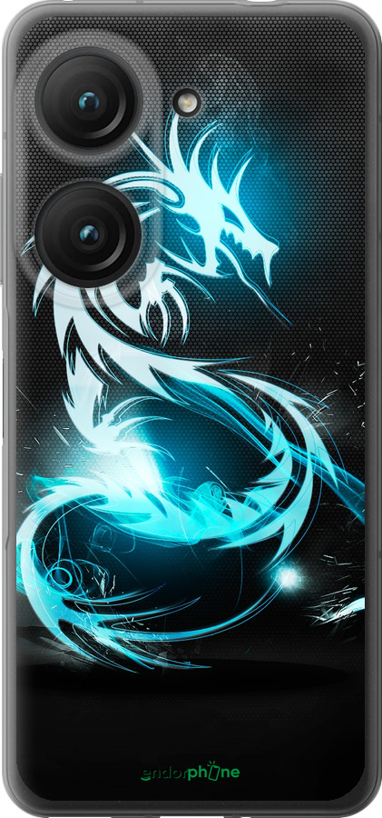 Силиконовый чехол Бело-голубой огненный дракон для Asus Zenfone 9 - 113u-2842 изображение 