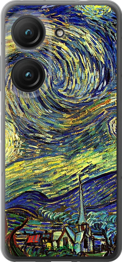 Силиконовый чехол Винсент Ван Гог. Звёздная ночь для Asus Zenfone 9 - 163u-2842 изображение 