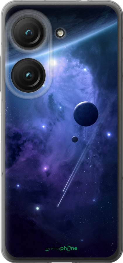 Силиконовый чехол Планеты в синем космосе для Asus Zenfone 9 - 171u-2842 изображение 