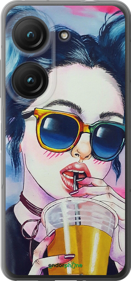 Силіконовий чехол Арт-дівчина в окулярах для Asus Zenfone 9 - 3994u-2842 изображение 
