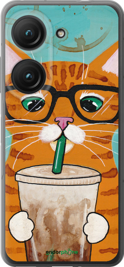 Силиконовый чехол Зеленоглазый кот в очках для Asus Zenfone 9 - 4054u-2842 изображение 
