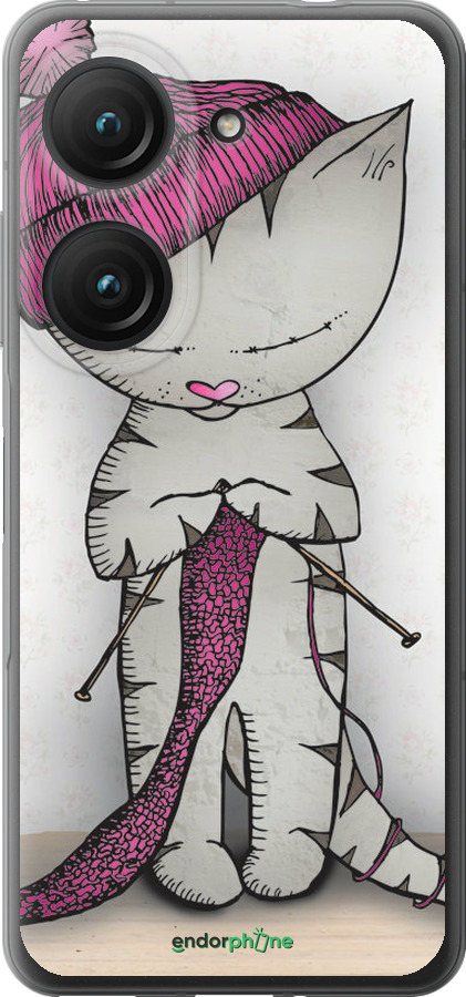 Силиконовый чехол Кошка рукодельница для Asus Zenfone 9 - 4056u-2842 изображение 