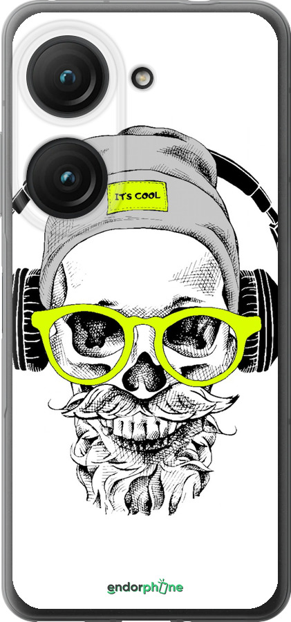 Силиконовый чехол Череп в очках и наушниках для Asus Zenfone 9 - 4144u-2842 изображение 