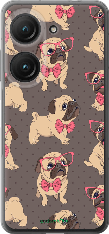 Силиконовый чехол мопсики 2 для Asus Zenfone 9 - 4362u-2842 изображение 