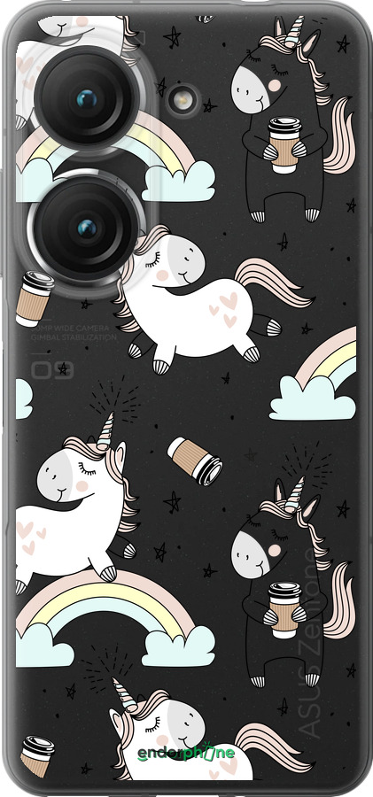 Силиконовый чехол Единорог и кофе для Asus Zenfone 9 - 4661u-2842 изображение 