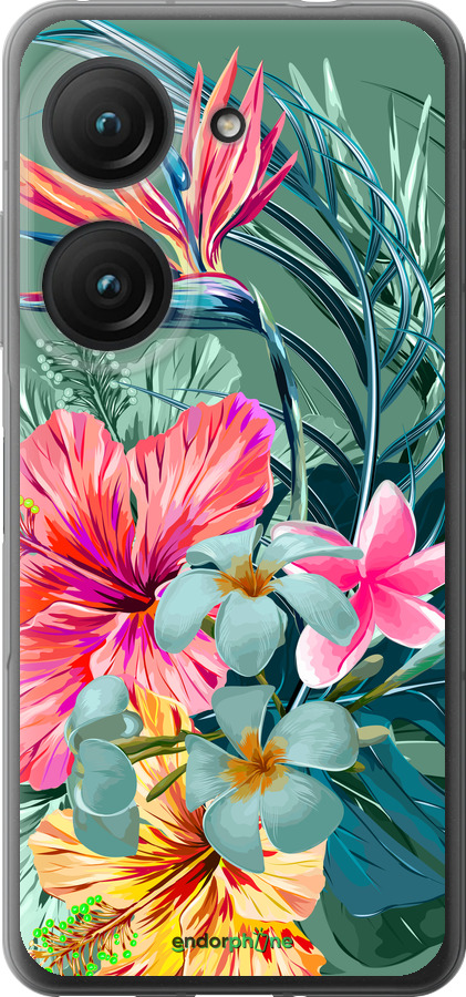 Силиконовый чехол Тропические цветы v1 для Asus Zenfone 9 - 4667u-2842 изображение 
