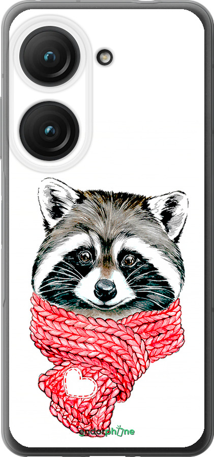 Силиконовый чехол Енот в шарфе для Asus Zenfone 9 - 4688u-2842 изображение 