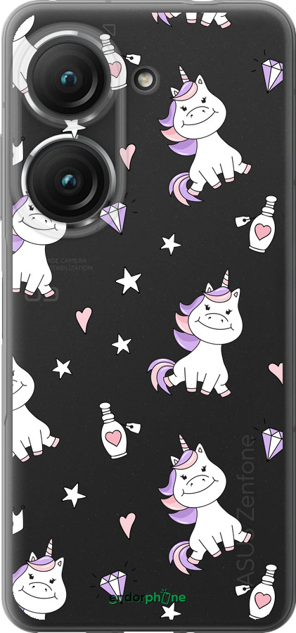 Силиконовый чехол Единорожка v2 для Asus Zenfone 9 - 4703u-2842 изображение 