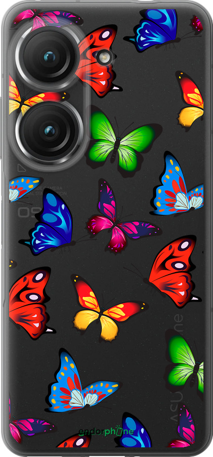 Силиконовый чехол Красочные мотыльки для Asus Zenfone 9 - 4761u-2842 изображение 