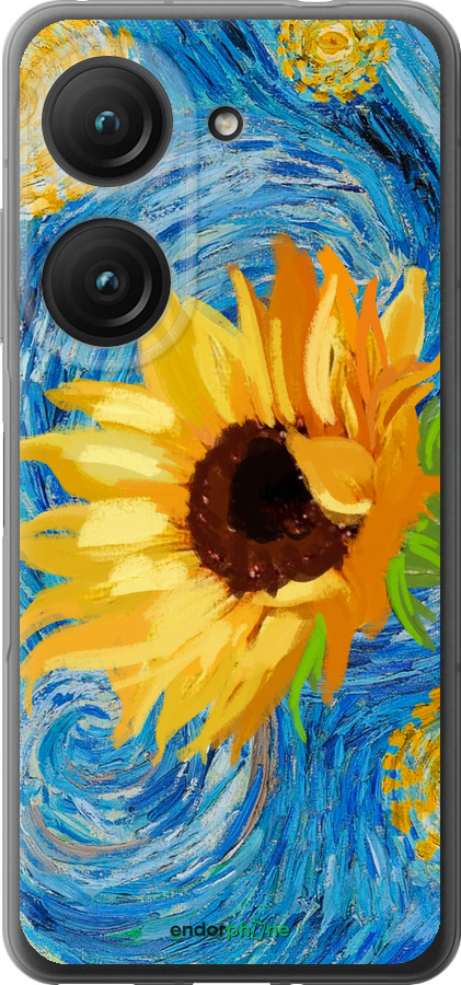 Силиконовый чехол Цветы желто-голубые для Asus Zenfone 9 - 5308u-2842 изображение 