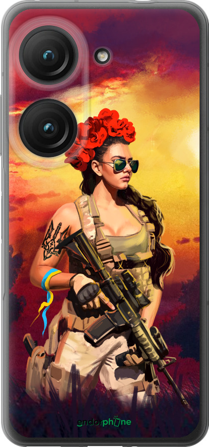 Силиконовый чехол Украинка с оружием для Asus Zenfone 9 - 5316u-2842 изображение 