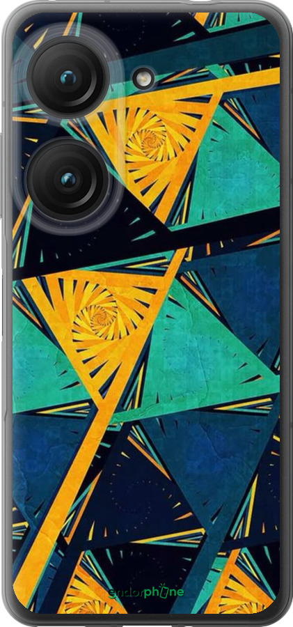 Силиконовый чехол Арт, абстракция, желтый, синий для Asus Zenfone 9 - 5382u-2842 изображение 