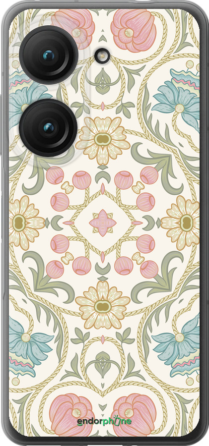 Силиконовый чехол Цветочный орнамент v2 для Asus Zenfone 9 - 5513u-2842 изображение 