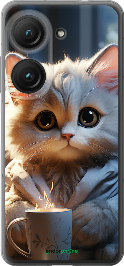 Силіконовий чехол Білий кіт для Asus Zenfone 9 - 5646u-2842 изображение 