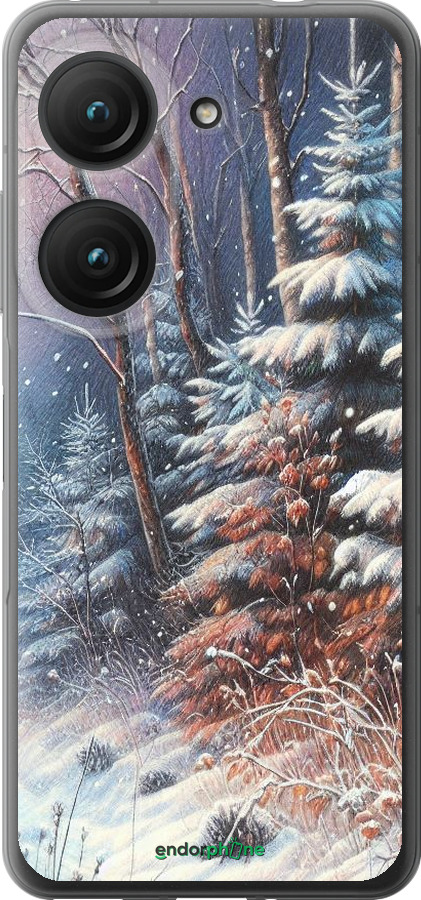 Силиконовый чехол Зимний пейзаж для Asus Zenfone 9 - 5814u-2842 изображение 