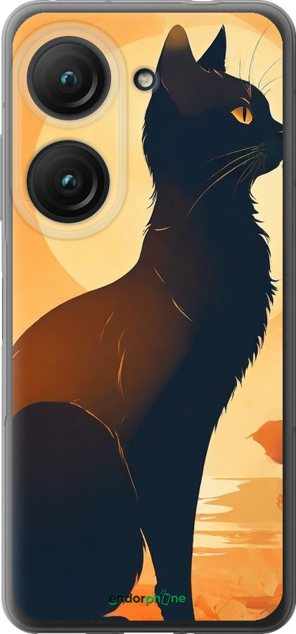 Силиконовый чехол Черная кошка v2 для Asus Zenfone 9 - 5830u-2842 изображение 