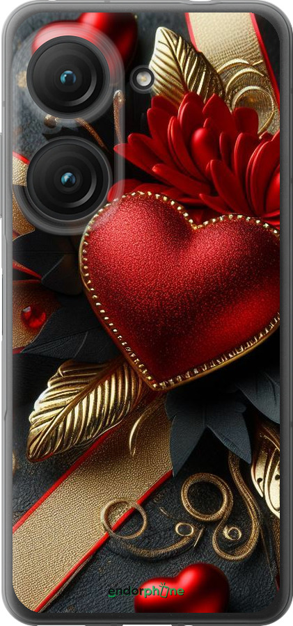 Силиконовый чехол Сердечки v2 для Asus Zenfone 9 - 5832u-2842 изображение 