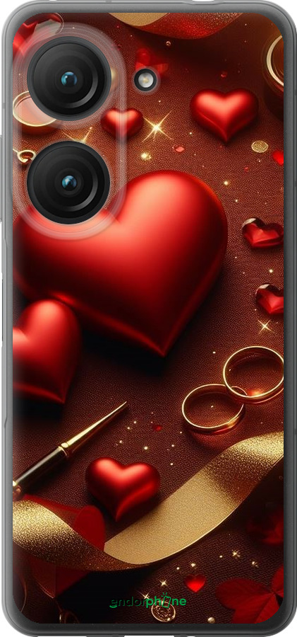 Силиконовый чехол Сердечки v3 для Asus Zenfone 9 - 5833u-2842 изображение 