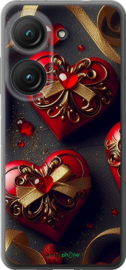 Силиконовый чехол Сердечки v4 для Asus Zenfone 9 - 5834u-2842 изображение 