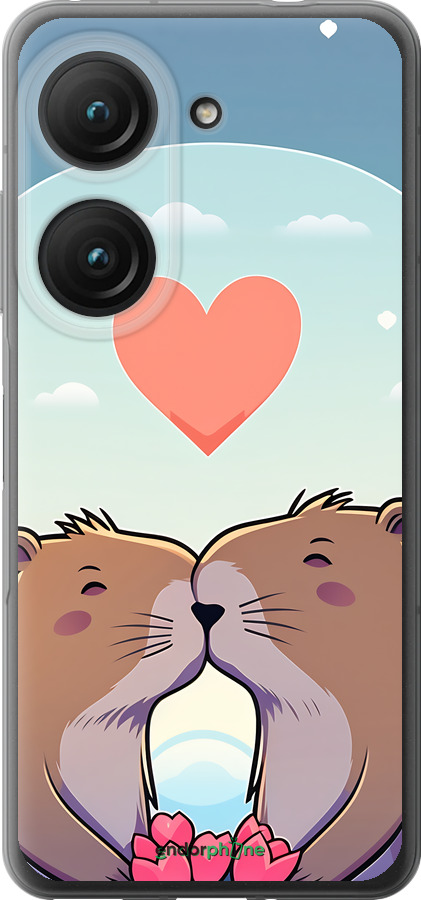 Силиконовый чехол Капибара любовь для Asus Zenfone 9 - 6027u-2842 изображение 