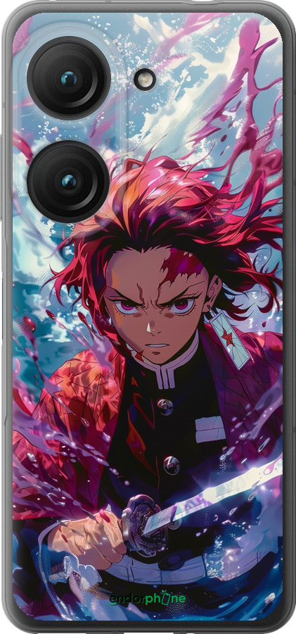 Силиконовый чехол Танджиро Камадо: Клинок рассекающий демонов для Asus Zenfone 9 - 6111u-2842 изображение 