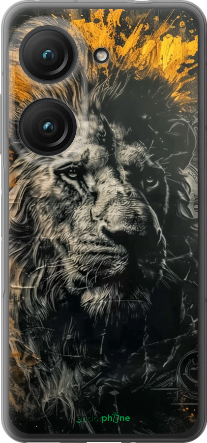 Силиконовый чехол Лев в золотых красках для Asus Zenfone 9 - 6155u-2842 изображение 