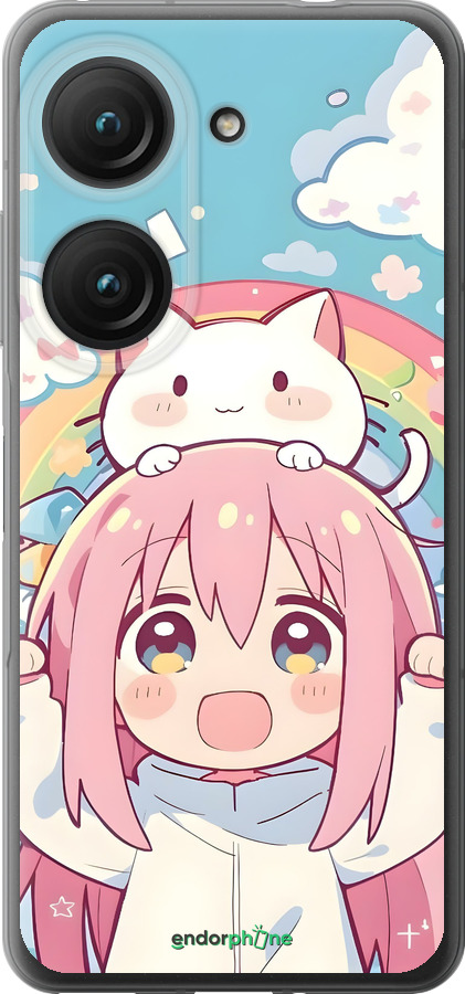 Силиконовый чехол Девочка аниме радуга для Asus Zenfone 9 - 6304u-2842 изображение 