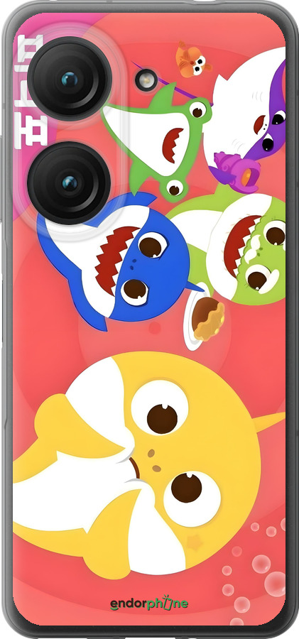 Силиконовый чехол Бейби Шаркс для Asus Zenfone 9 - 6305u-2842 изображение 