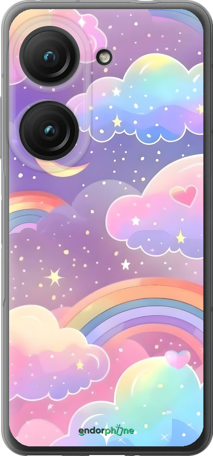 Силиконовый чехол Облака и радуга для Asus Zenfone 9 - 6312u-2842 изображение 