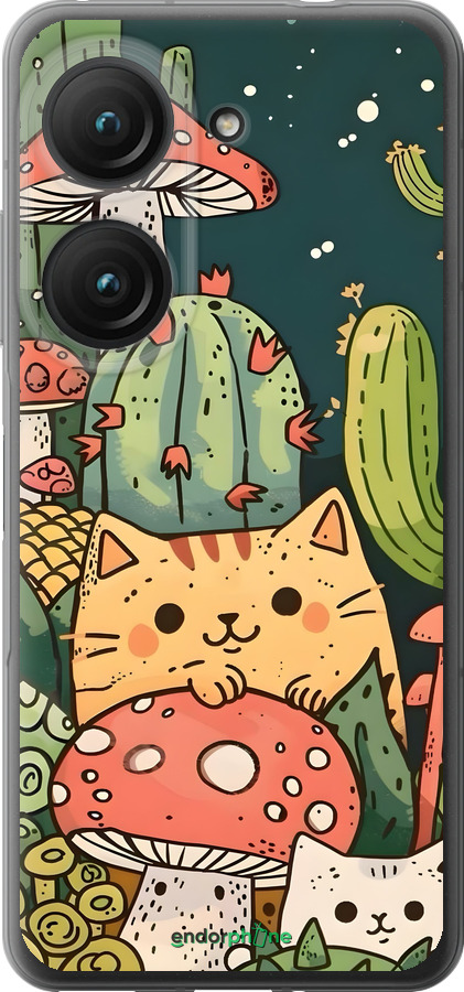 Силиконовый чехол Коты грибы для Asus Zenfone 9 - 6321u-2842 изображение 